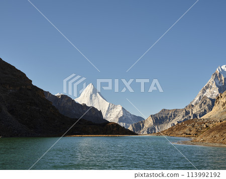 mount yangmaiyong and lake boyongcuo in yading, daocheng, china 113992192