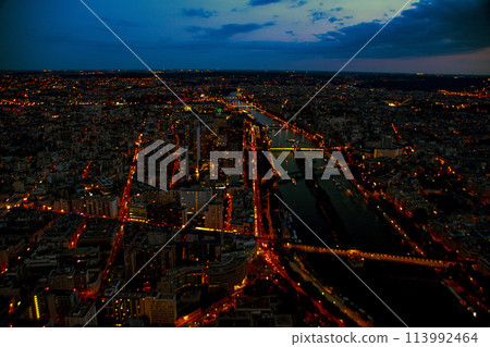 View of Paris, France from the Eiffel Tower 113992464