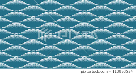 White wings of foam on blue waves in the form of a halftone raster White wings of foam on blue waves in the form of a halftone raster 113993554