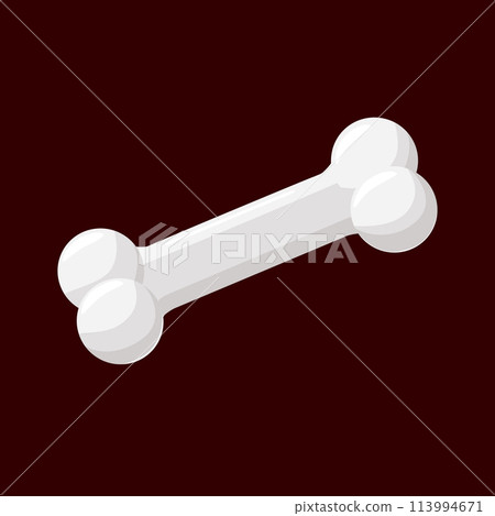 Isolated illustration of a bone for a dog, dog food, food, a treat for joy and training, pet care. 113994671