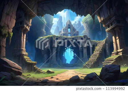 Game Background Ancient Civilization Ruins Dungeon Entrance Tutorial Stage Game Background Ancient Civilization Ruins Dungeon Entrance Tutorial Stage 113994992