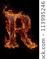 Fire letter R made of burning letters on black background 113995246