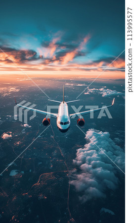 airplane flying in the sky 113995577