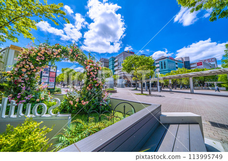 Yokohama cityscape in Japan - Subway lined with fresh greenery - Center Minami Station and other areas seen on April 25th Yokohama cityscape in Japan - Subway lined with fresh greenery - Center Minami Station and other areas seen on April 25th 113995749