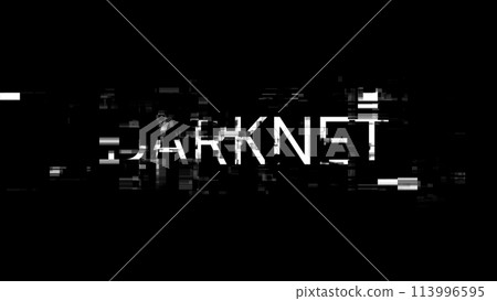 3D rendering darknet text with screen effects of technological glitches 113996595