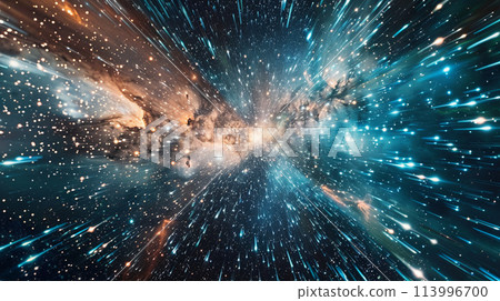 Abstract background material inspired by the feeling of speed traveling through space and the starry sky 113996700