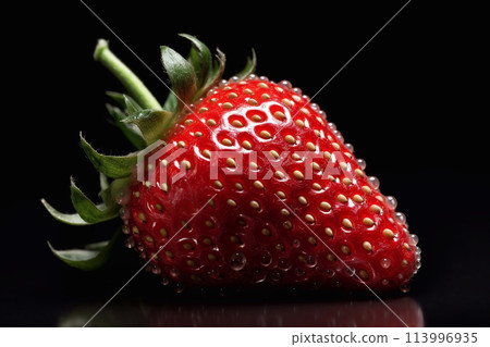 Ripe strawberry berry on the table.Berry Bloom: Summertime Strawberry Symphony 113996935