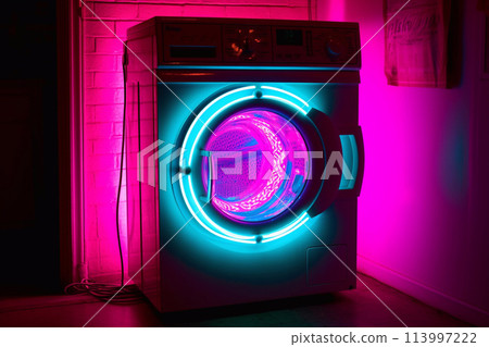 A washing machine with a neon effect. 113997222