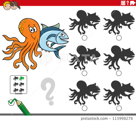 shadow activity with cartoon octopus and tuna fish 113998278