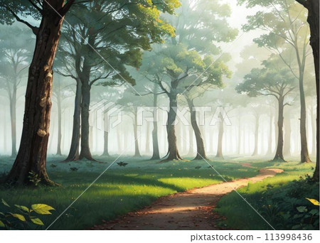 森林被霧包裹著 113998436