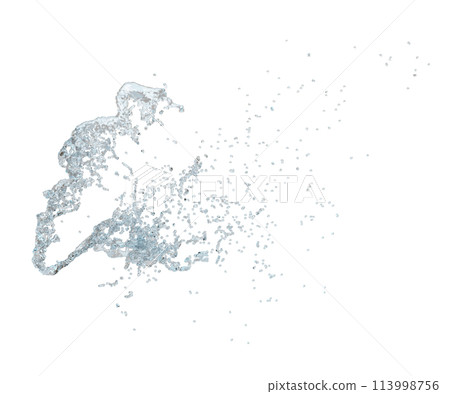 3d water splash transparent, clear blue water scattered around isolated. 3d render illustration 3d water splash transparent, clear blue water scattered around isolated. 3d render illustration 113998756