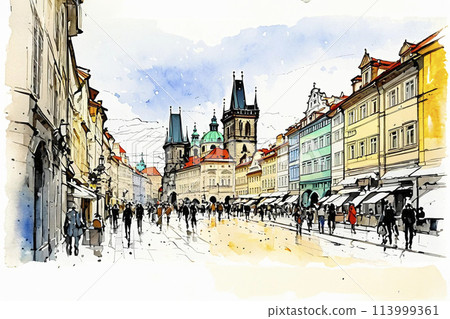 捷克水彩風格 捷克水彩風格 113999361