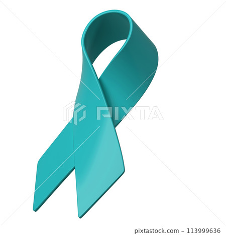 3d Ovarian Cancer Awareness Month Teal Color Ribbon Ovarian Cancer, Polycystic Ovary Syndrome, Post Traumatic Stress Disorder, Obsessive Compulsive Disorder for poster 113999636