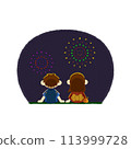 Cute illustration of a couple watching fireworks 113999728