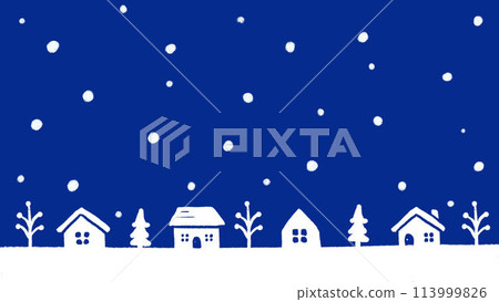 Snowing town background material 113999826