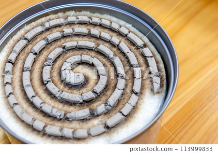 A mosquito coil that has completely burned out and turned to ashes A mosquito coil that has completely burned out and turned to ashes 113999833