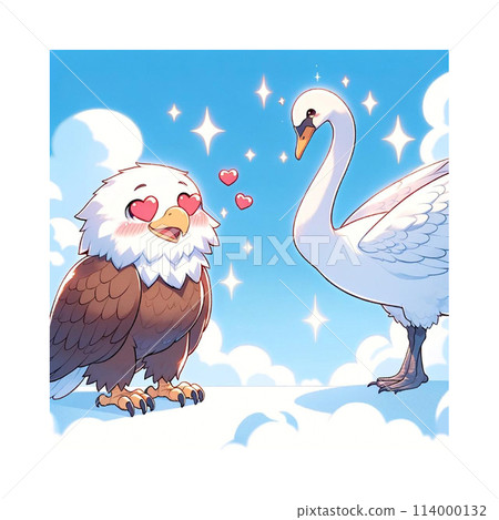 戀愛中的鷹 天鵝與鷹 美女與猛禽鷹 生成AI 114000132