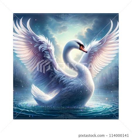 祝福天鵝張開翅膀的天鵝像天使一樣美麗有力插畫生成AI 祝福天鵝張開翅膀的天鵝像天使一樣美麗有力插畫生成AI 114000141