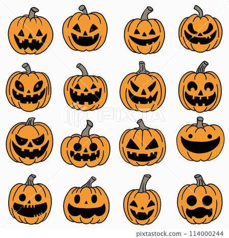 Freehand drawing of Halloween pumpkin. 114000244