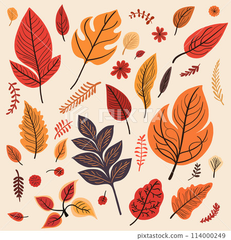 Simplicity autumn leaf freehand drawing flat design. 114000249