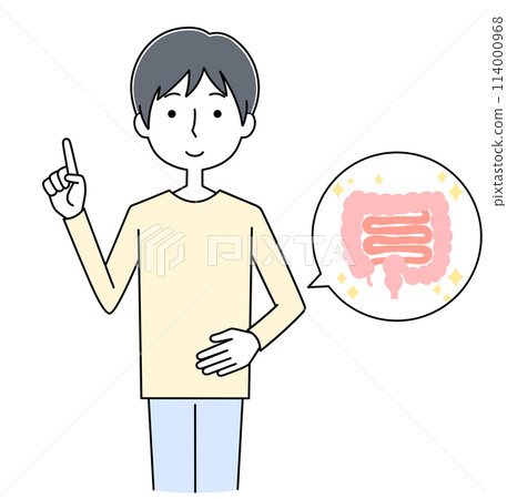 Illustration of a young man with a good stomach Illustration of a young man with a good stomach 114000968