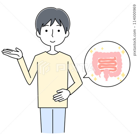 Illustration of a young man with a good stomach Illustration of a young man with a good stomach 114000969
