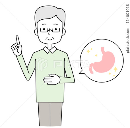 Illustration of a senior man with a healthy stomach Illustration of a senior man with a healthy stomach 114001018
