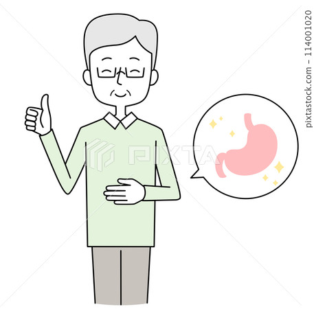 一個胃部健康的老人的插圖 114001020
