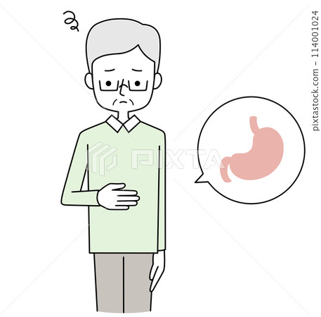 Illustration of a senior man having an upset stomach Illustration of a senior man having an upset stomach 114001024