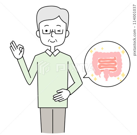 胃好的老人插畫 114001037