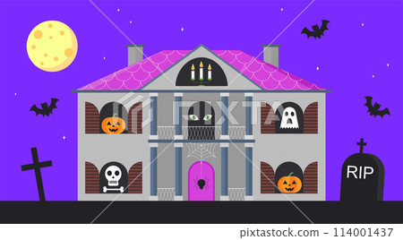 Halloween graveyard vector illustration set Halloween graveyard vector illustration set 114001437
