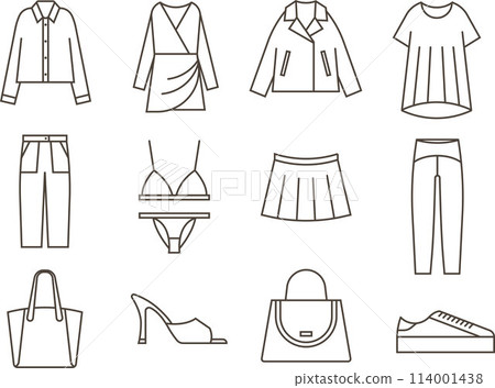 Set clothes icons thin line vector illustration 114001438