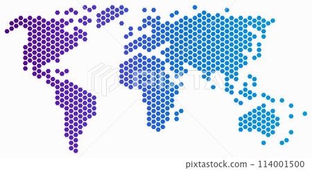 Hexagon shape world map on white background. Hexagon shape world map on white background. 114001500