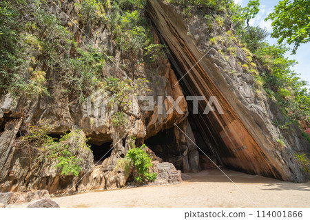 Khao Phing Kan, Ko Ta Pu, Phang Nga, lush green trees from above in tropical forest in national park in summer season. Natural landscape background. 114001866