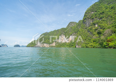 Clear blue turquoise seawater, Andaman sea in Phuket island in summer season, Thailand. Water in ocean pattern wallpaper background. 114001869