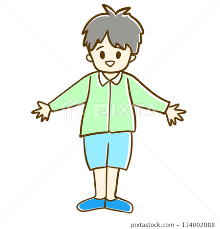 一個男孩微笑著張開雙臂的插圖 114002088