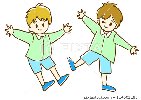 Illustration of boys playing with smiles Illustration of boys playing with smiles 114002185