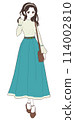 Illustration of a woman wearing a long skirt 114002810