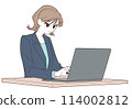 Illustration of a woman operating a personal computer 114002812