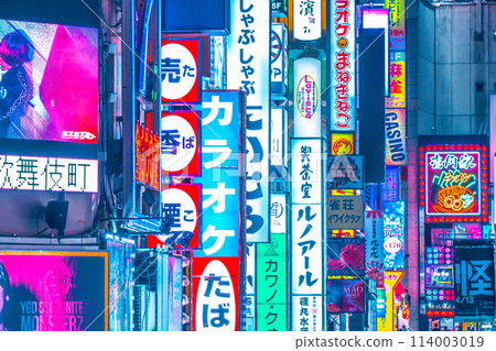 Neon lights of Kabukicho, Shinjuku, Tokyo 114003019