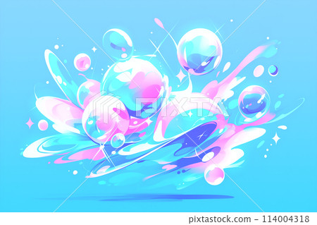 彩色液體流行抽象背景與肥皂泡 114004318