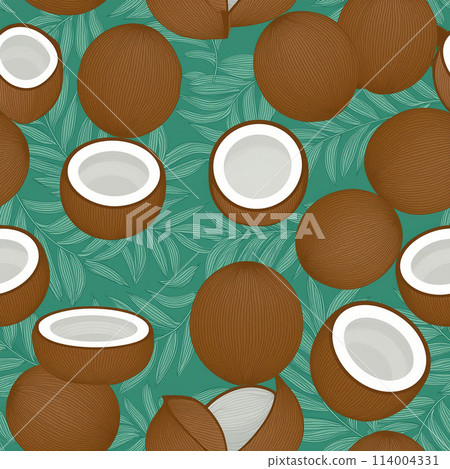 coconut, seamless, pattern 114004331