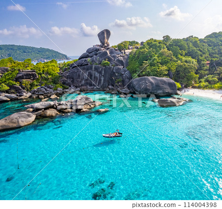 Aerial view of Similan island in Phang Nga, Thailand 114004398