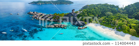 Aerial view of Similan island in Phang Nga, Thailand 114004443