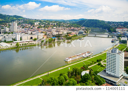 Linz aerial panoramic view 114005111