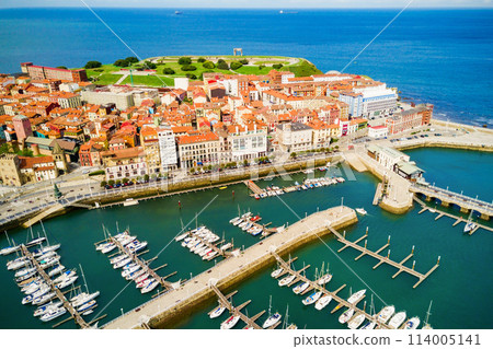 Gijon city marina in Asturias, Spain 114005141
