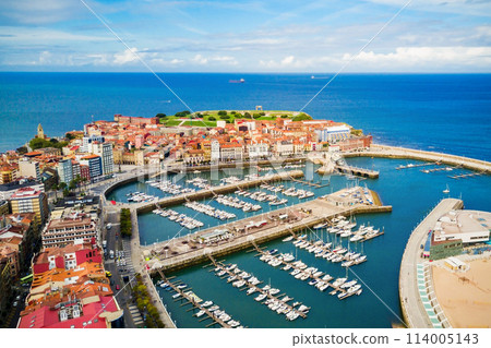 Gijon city marina in Asturias, Spain 114005143