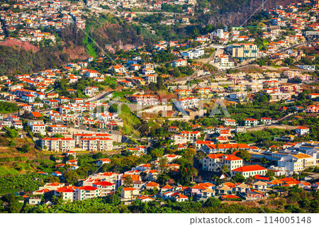 Funchal city aerial panoramic view, Madeira 114005148