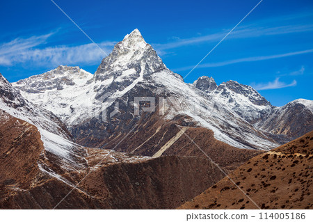 Mountain landscape in Everest region, Nepal Mountain landscape in Everest region, Nepal 114005186