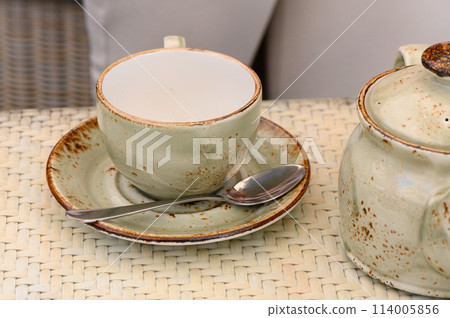 tea cup on the table in a cafe tea cup on the table in a cafe 114005856